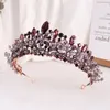 Fermagli per capelli fatti a mano Bronzo Perline di cristallo viola Corone nuziali Diademi Corona barocca Donna Strass Pageant Diadema Accessori da sposa