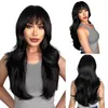 yielding Synthetic Wigs Wig Women's Fashion Chemical Fiber Head Cover Black Straight bangs Long curly hair with large waves and multiple layers