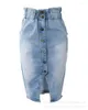 Skirts 2023 Womens Elastic Waist Button Denim Skirt For Women