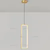 Creative Geometric Frame Pendant Lamp Copper Rectangle LED Suspension Light Hotel Cafe Bar Silica Gel Hanging Ceiling Chandelier