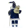 Dekoracje świąteczne 45 cm Święty Mikołaj Blue cekinowa lalka na prezent dla dzieci