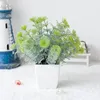 装飾的な花20cm小さな草人工植物ボンサイプラスチックポット偽の花鉢植えの装飾ホームウェディングテーブルガーデンエルルーム
