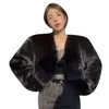 Pele feminina zxryxgs 2023 outono temperamento tendência com decote em v jaquetas falsas roupas preto branco curto casaco elegante