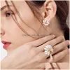 Etrendy Nuovi anelli di fiori margherita per le donne Gioielli di moda Boho Semplice anello bianco regolabile Design aperto Consegna di goccia Dhgarden Otnhs