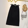 Saias Preto Khaki Corduroy Longo Elegante Cintura Alta Mulheres Primavera Outono Inverno Estilo Coreano Moda Harajuku Roupas F23