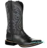 Bottes Cowboy Noir Marron Faux Cuir Hiver Rétro Hommes Femmes Western Unisexe Grande Chaussure