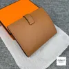 Spegelkvalitet kort plånbok epsom kalf läder kvinnliga koppling plånböcker enstaka plånböcker dam damer lång klassisk handväska med orange lådkort