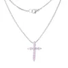 Collier ras du cou pour femmes, pendentif croix incrusté de zircone cubique, blanc, rose, à la mode, bijoux de fête