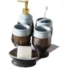 Bath Accessory Set European Style Five-piece Ceramic Suit Bathroom Cleaning Supplies Soap Dispenser Toothbrush Holder Home Accessories