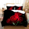 Bedding Sets Pink Rose Set Fashion Romantic Home Textile Single Double Size For Couple Woman Girls Bedroom Decor Flowers Duvet Cover