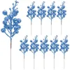 Kwiaty dekoracyjne 10pcs Symulacja świąteczna Płatka śniegu sztuczne łodygi brokat fałszywy gałąź do dekoracji wieńca drzewa
