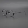 Montature per occhiali da sole Montature per occhiali retrò rotonde in titanio puro 052F Uomo Donna Occhiali semplici di alta qualità Miopia Presbiopia Lettura anti-blu