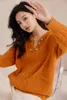 Women's Sweaters Orange Cable-Knit Sweater Gentle Pullover Lazy Loose Knitted Top
