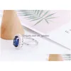 Z certyfikatem Princess Cut 3.2ct Created Blue Sapphire Pierścień Oryginalny 925 Sier Charms Zaangażowanie pierścionki biżuterii do upuszczenia dhgarden othgn