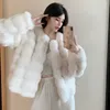 Женское меховое женское корейское искусственное пальто на осень-зиму, высококачественное пушистое однотонное норковое пальто, элегантная женская одежда Q38