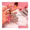 New Party Favor Key Ring Pvc Keychain Diy Craft Cartoon Bear Handmade Rhinestone Crystal Chains Charm Pendant Keychains Drop Delivery Dhdyj