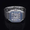 Custom Iced Out VVS 1/VS1 GRA Certified Reply Studded Moissanite Diamond Bezel / Band Watch with Leather