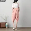 Spodnie damskie Tuhao Mori Girl szerokie nogi BIBS workowate szelki upuść krocze dżinsów o rozmiarach chłopaków kowboj