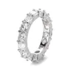 Hurtowa klasyczna biżuteria Rhodium Plated 925 Srebrny Radiant Cut Moissanite Eternity Band Pierścień dla kobiet ślub