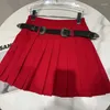 Saias Cinto Designer Plissado Mini Saia Mulheres Cintura Alta Slim Cor Sólida Curta Moda Feminina 2023 Verão