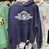 Sweats à capuche masculins nouveaux 2023 Saint Michael Hoodie Wash Purple Angel High Quality Print Long Street Fashion Loose Men Femmes 1 1 Top en détresse J231028