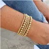 Armreif Boho vergoldete Perlenarmbänder für Frauen Charm Crystal Link Chain Statement Armreifen Handgefertigte elastische Handschmuck Drop Deliv Dhvqv