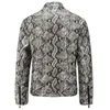 Men's Jackets 2023 Autumn Punk Style Unique Snakeskin Pattern Printed PU Leather Men Casual Slim