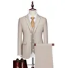 2023 Новый мужской деловой повседневный костюм, комплект из трех предметов с двумя пуговицами, корейский костюм для жениха, комплект для мужчин