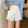 Shorts pour femmes Summer Femmes Jupes Taille haute Bandage Irrégulière Une ligne Mini jupe Preppy Korean Lady Wide Leg Casual Pantalon court