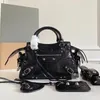 9a Le Cagole Bag Tates Designer Motorcle Bag Women Man Man Sucks Beadling Black Sheamskin Dembag Designer сумка для джинсовой локомотивной сумки y2k