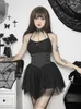 Faldas 2023 Ropa de mujer Falda de encaje oscuro alto Negro Mujeres Cintura gótica Detalle de malla Enagua Sexy Mini Tul Fiesta Club Wear