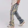 Herenbroeken Harajuku Ripped Frayed Hole Blue Washed Jeans Broek voor mannen en vrouwen Zakken Street chic Casual Baggy Denim Broek J231028