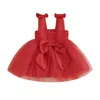 FOCUSNORM 0-3Y Baby Baby Meisjes Prinses Jurk Mouwloze Band Elegante Strik Tule Patchwork Kerst Kostuum Tutu Zonnejurk