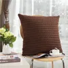 Oreiller solide Crochet tricoté couverture blanc Beige café maison décorative canapé-lit salon 45x45 cm taie d'oreiller