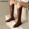 Bottes en cuir cuisse haute bout carré équitation occidentale talon moyen chaussures d'hiver de mode avec fermeture éclair genou haute bottes longues 231027