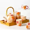 Ensembles de thé ensemble de théière en céramique de Style japonais bouilloire à thé tasse à thé avec poignée de plateau à la maison en utilisant l'après-midi SZ-TC21013004