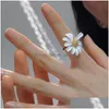 Etrendy Nuovi anelli di fiori margherita per le donne Gioielli di moda Boho Semplice anello bianco regolabile Design aperto Consegna di goccia Dhgarden Otnhs