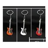 Porte-clés Longes Nouvelle Mode Guitare Métal 6 Couleur Porte-clés Mignon Musical Voiture Porte-clés Sier Couleur Pendentif Pour Homme Femmes Fête Cadeau Dr Dh4Cg