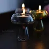 Candle Holders Creative Mushroom Glass Holder Colorful Transparent Lights Home Decor Featured Desktop Ornament Decoration