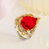 Crystal Women Statement Ring Rhinestone Heart Ring Exaggerated Cocktail Ring Vintage Crystal Ring for Women Girls