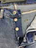 Klassisk tryckt broderi amirlies designer mens jeans motorcykel hål svart denim herrmode gata slitage designer byxor grossist mäns nödställda byxor