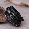 Mode nya 4 datorer/set gitarr cross blad charm väv läder män armband för kvinnor homme femme manliga smycken grossist mode smycken juveler gitarr charm