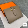 Spegelkvalitet kort plånbok epsom kalf läder kvinnliga koppling plånböcker enstaka plånböcker dam damer lång klassisk handväska med orange lådkort
