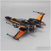 Blocks Stars Space Wars Poe Xwing Fighter Aircraft Model Building Bricks MOC 75102 Kit Toys for Boys Gift Kids Diy 230818 Drop Deliv DH1BA Bästa kvalitet