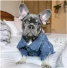 Tasarımcı Köpek Giysileri Klasik harflerle lüks jean ceket eski çiçek desen mavi köpek yavrusu denim ceket konforu ve dhz9j için serin kıyafetler