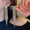 Dangle Earrings Luxury Full Rhinestone Square Tassel Long Drop For Women High-end Personalized Fashion Party Jewelry