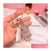 New Party Favor Key Ring Pvc Keychain Diy Craft Cartoon Bear Handmade Rhinestone Crystal Chains Charm Pendant Keychains Drop Delivery Dhdyj