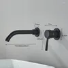 Robinets de lavabo de salle de bains Vidric Robinet Mitigeur Lavabo Mat Noir et eau froide Montage mural Bec de bain avec poignée de levier moderne