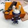 Designer Leather Keychain for Women Mens Luxury Car Keyring Stainless Steel Bag Charm Fashion Rabbit Key Chains Key Holder with Box