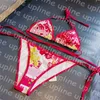 Costume da bagno intero con stampa floreale Costume da bagno donna con fasciatura con lacci Bikini estivo con scollo all'americana senza schienale Biquinis Set costume da bagno